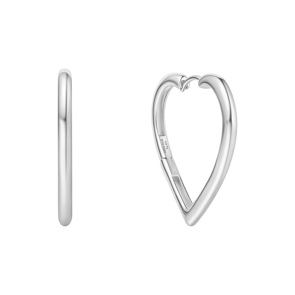 ania haie Silver Large Heart Hoop Earrings