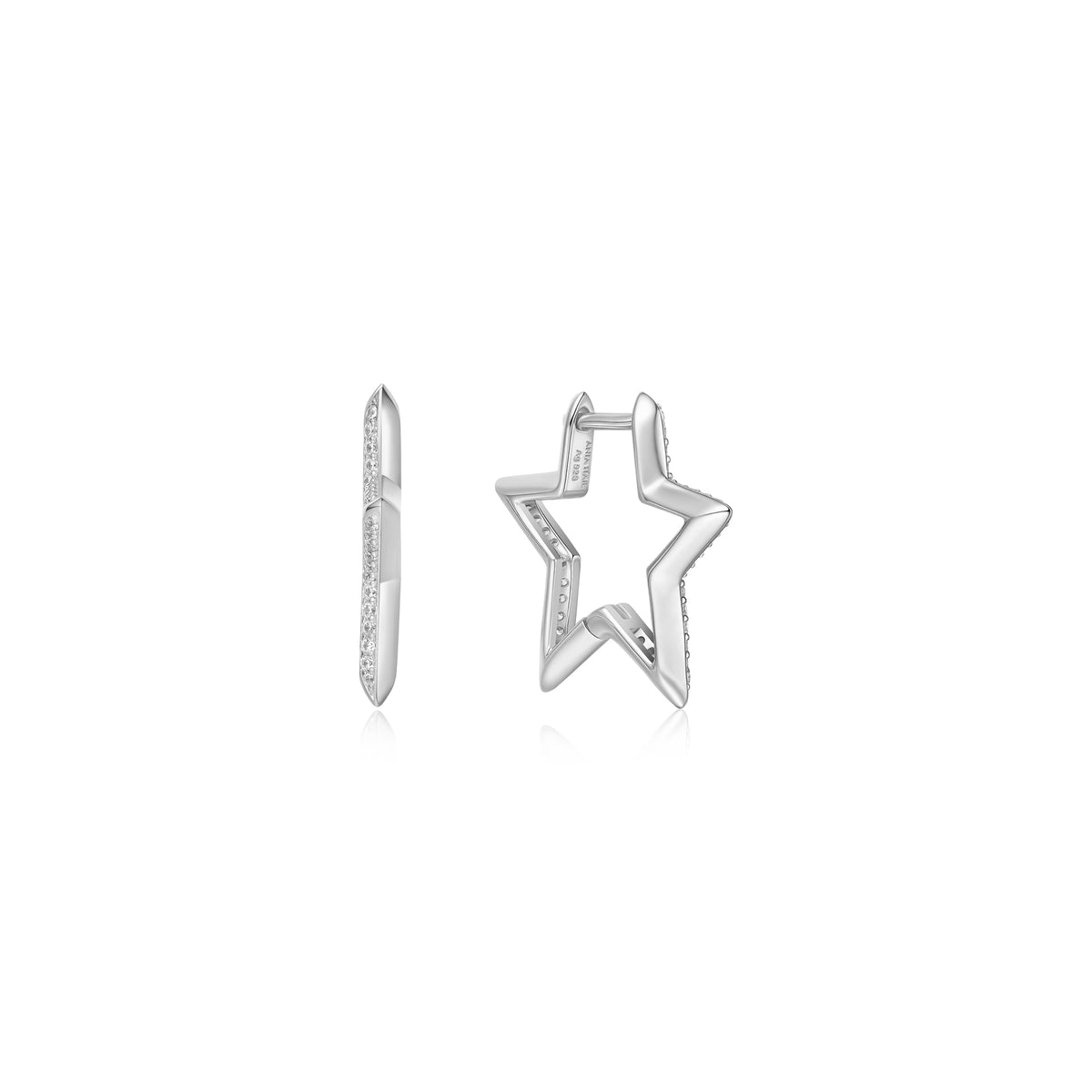 Ania Haie Silver Medium Star Pavé Hoop Earrings