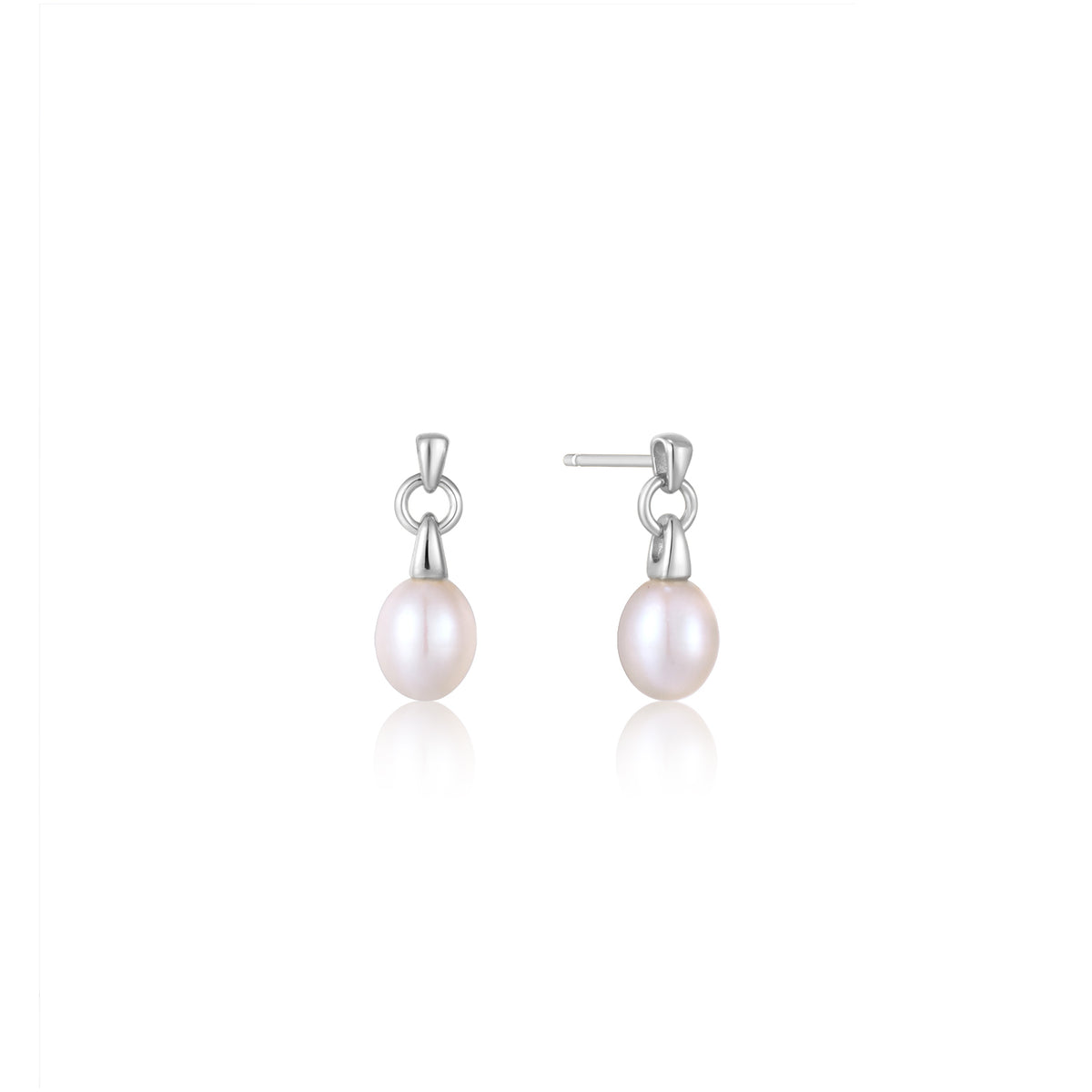 ania haie Silver Pearl Drop Stud Earrings