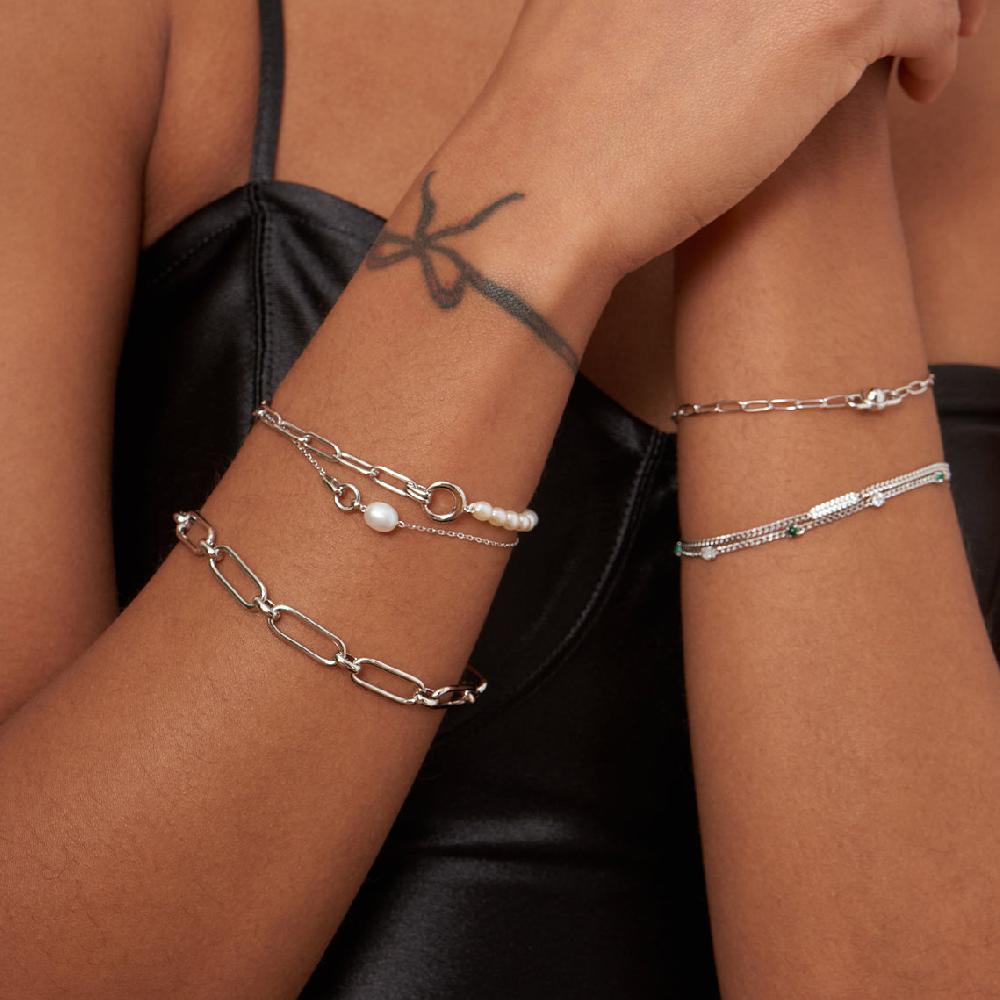 Ania Haie Silver Pearl Link Chain Bracelet