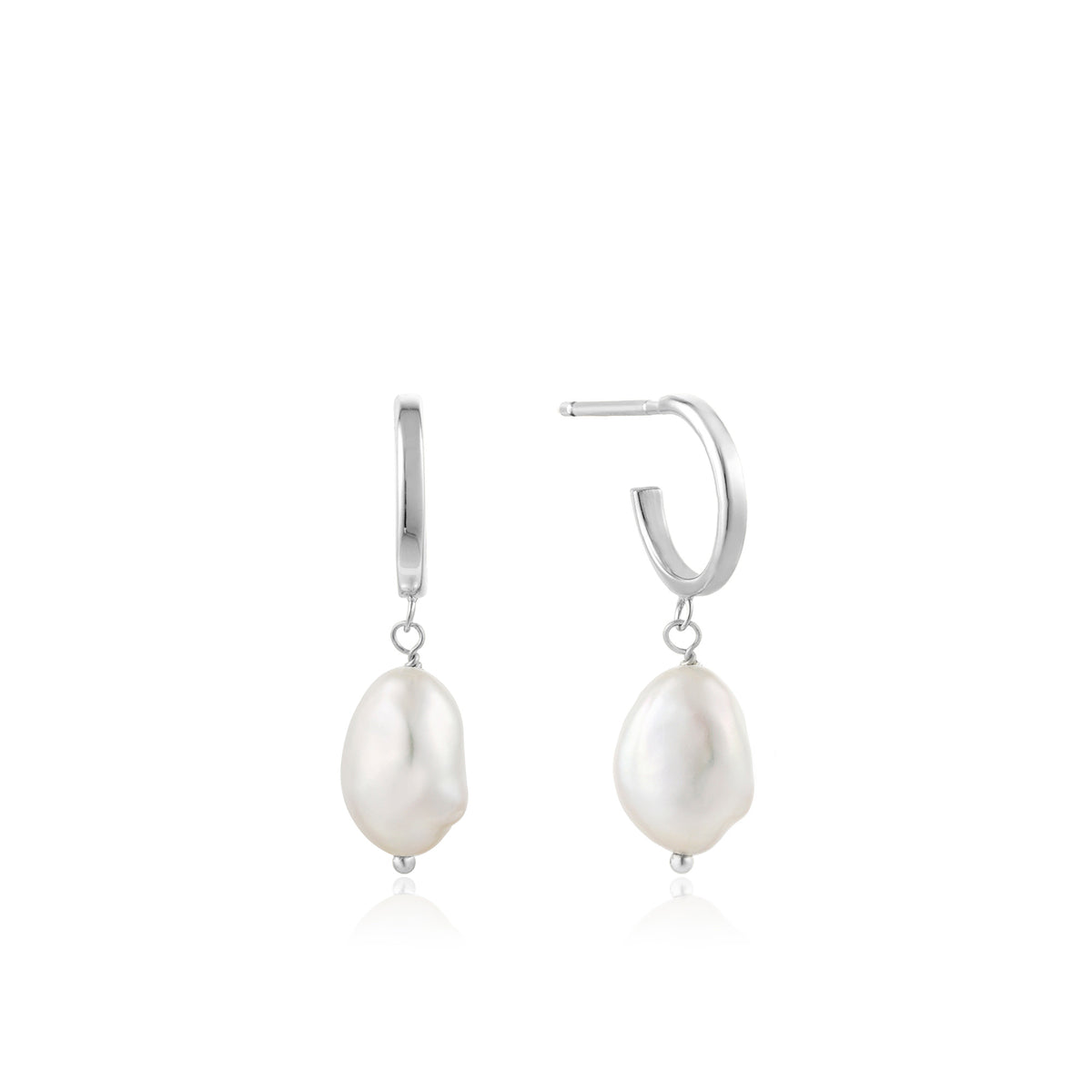 ania haie Silver Pearl Mini Hoop Earrings