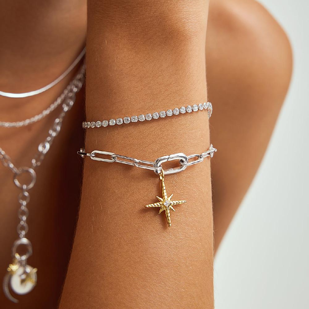 Ania Haie Silver Row Bezel Set Bracelet