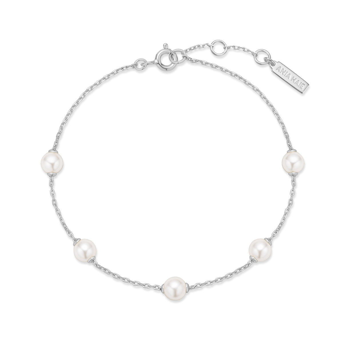 Ania Haie Silver Shell Pearl Station Bracelet