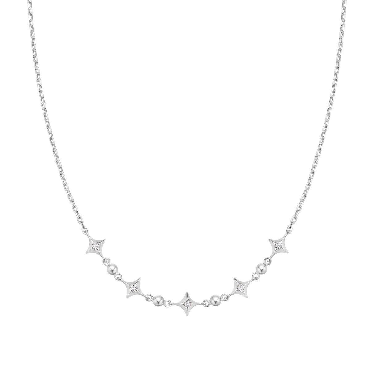 ania haie Silver Sparkling Star Station Necklace