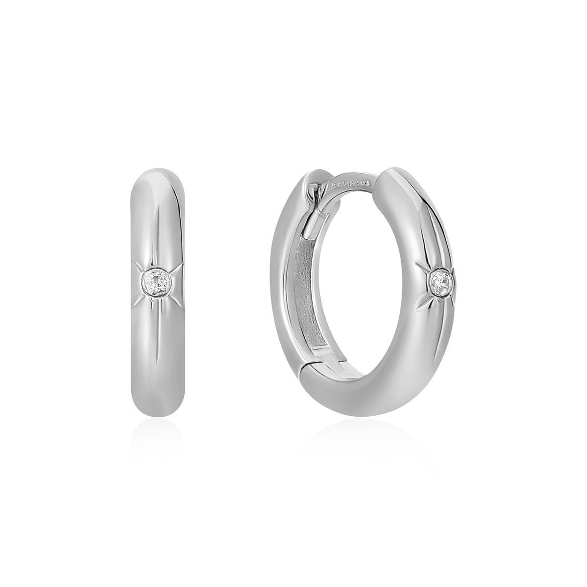 ania haie Silver Star Huggie Hoop Earrings