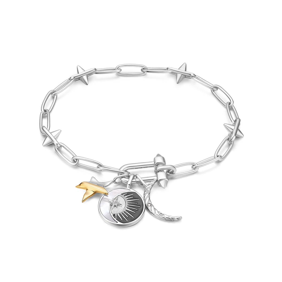Ania Haie Silver Stud Link Charm Bracelet