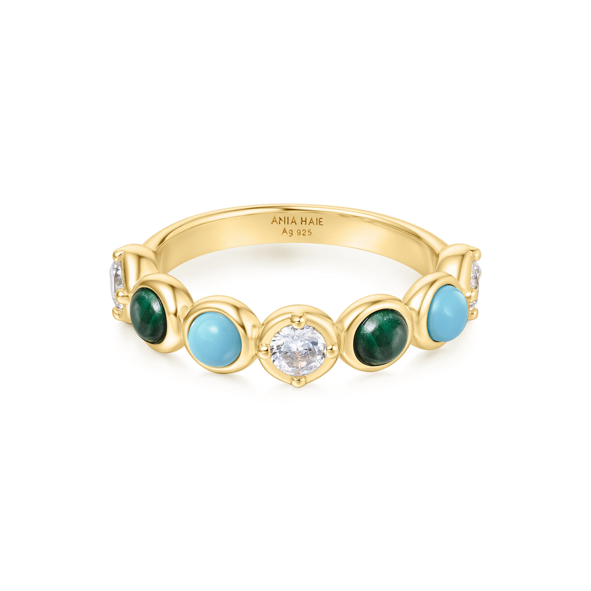 ania haie Gold Bezel Malachite and Lab Created Turquoise Ring