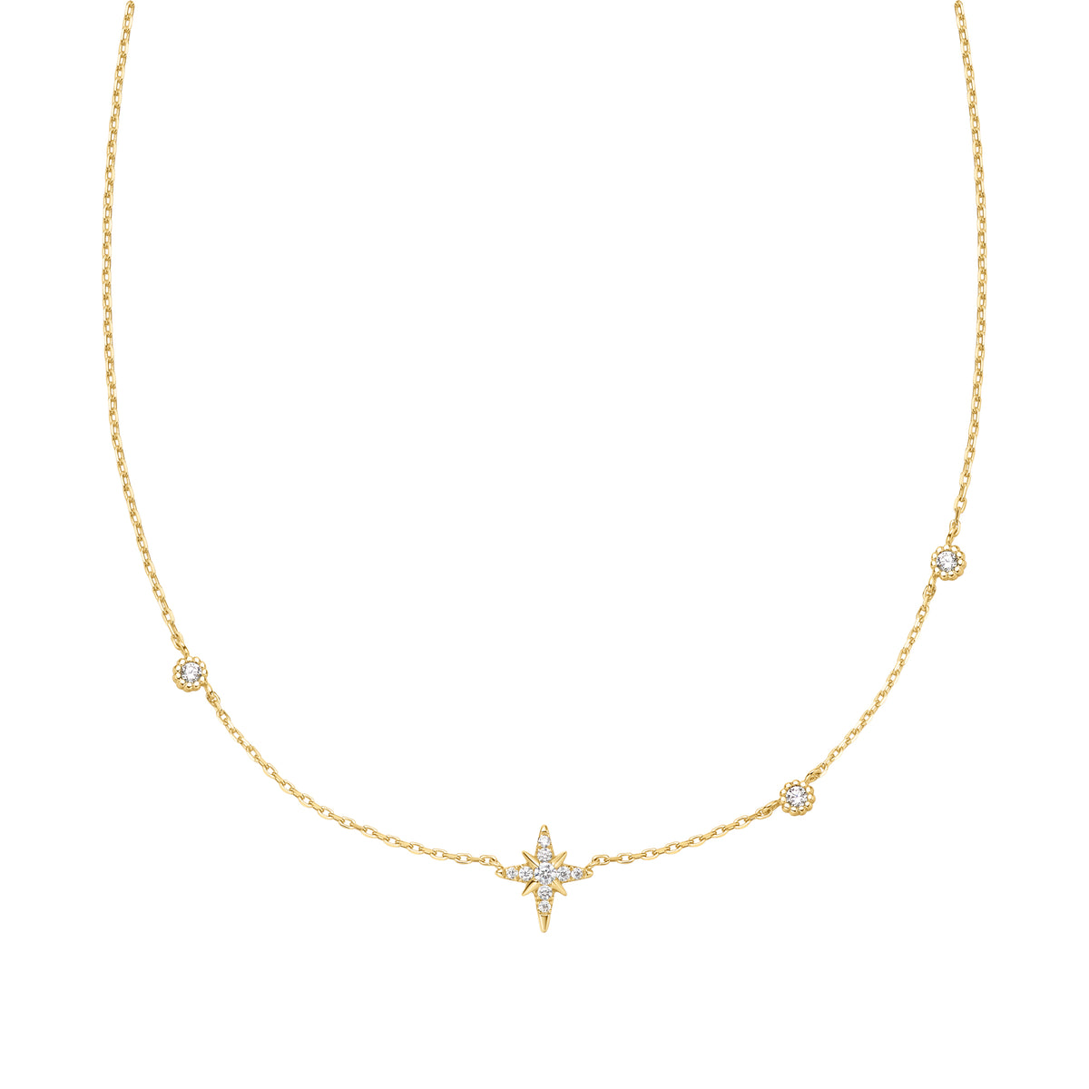 ania haie Gold Eight-Pointed Star Cubic Zirconia Station Necklace