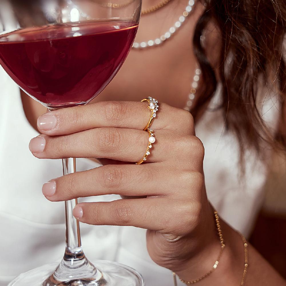 Ania Haie Gold Freshwater Pearl And White Cubic Zirconia Bezel Set Ring