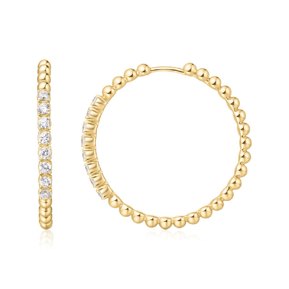 Ania Haie Gold Large Claw Sphere Beaded Hoop Earrings