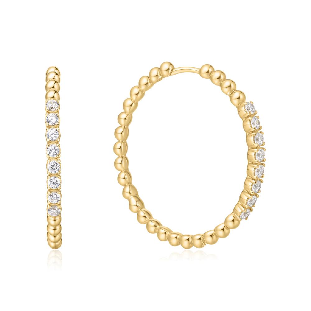 ania haie Gold Large Claw Sphere Beaded Hoop Earrings