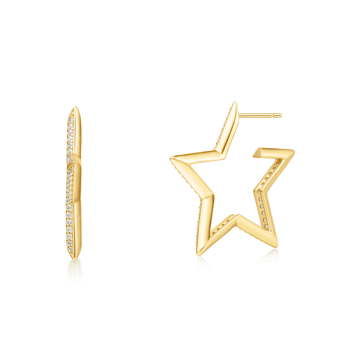 Ania Haie Gold Large Star-Shaped Pavé Hoop Earrings