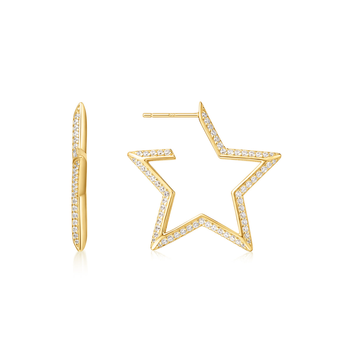 ania haie Gold Large Star-Shaped Pavé Hoop Earrings