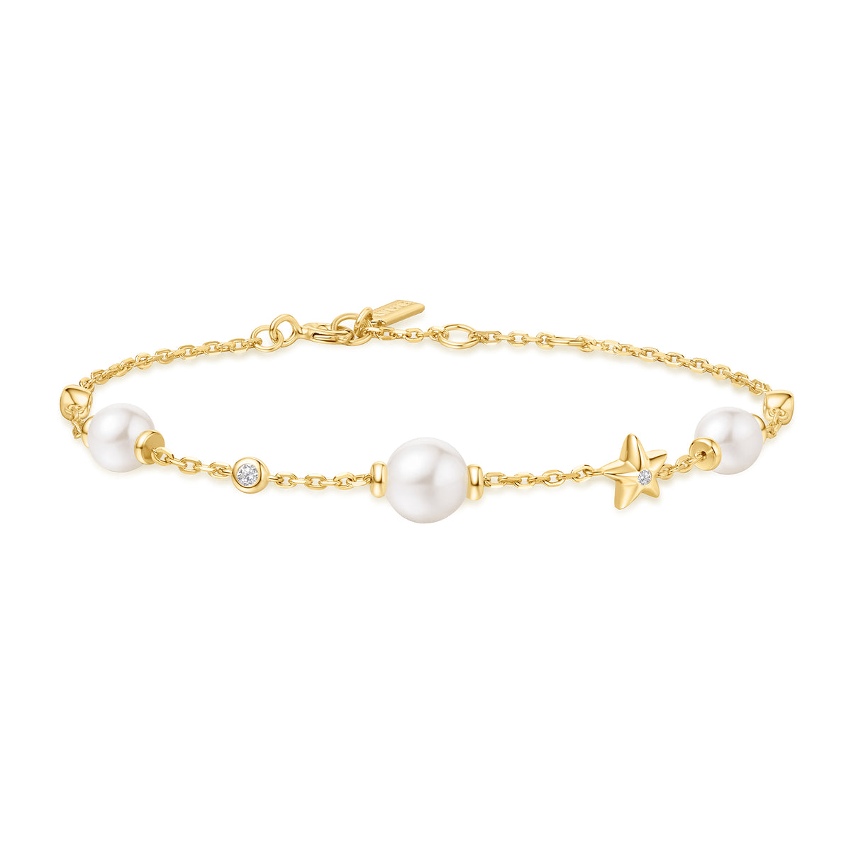 ania haie Gold Shell Pearl and Star Station Bracelet