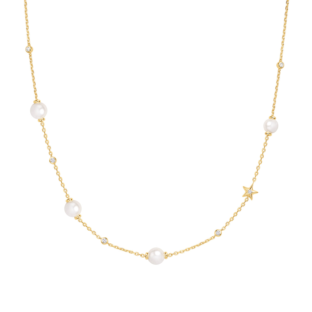 ania haie Gold Shell Pearl and Star Station Necklace