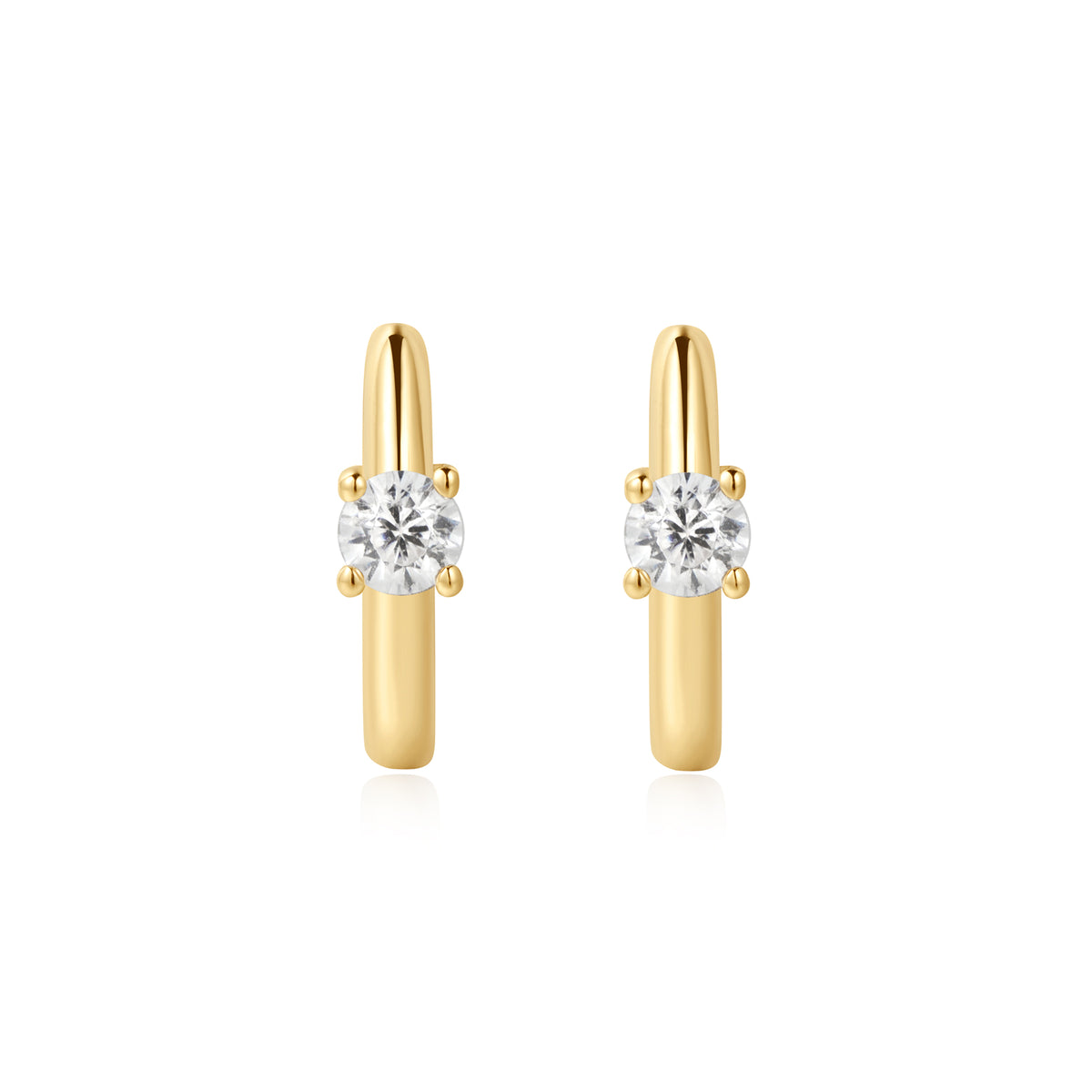 Ania Haie Gold Solitaire Cubic Zirconia Mini Huggies
