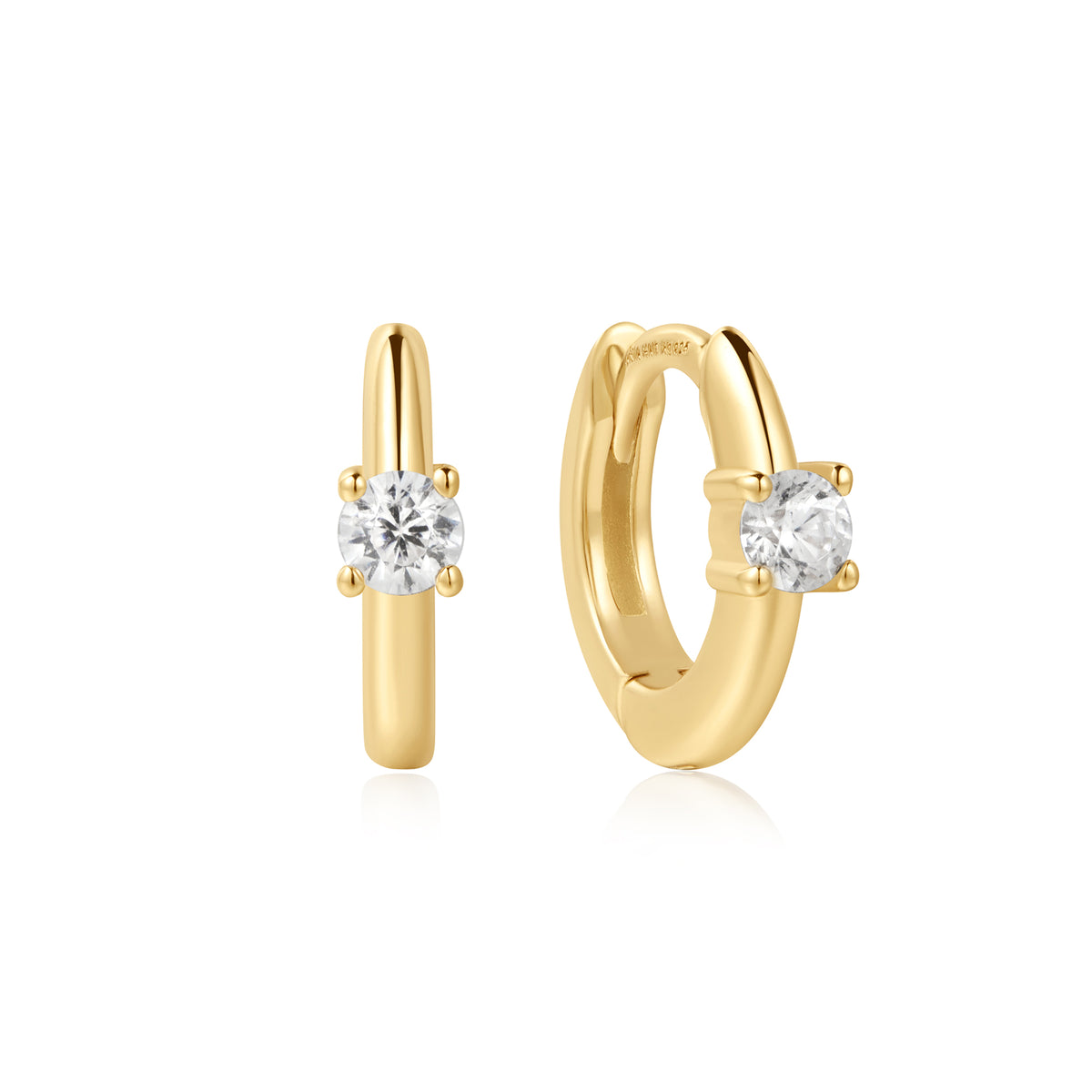 ania haie Gold Solitaire Cubic Zirconia Mini Huggies