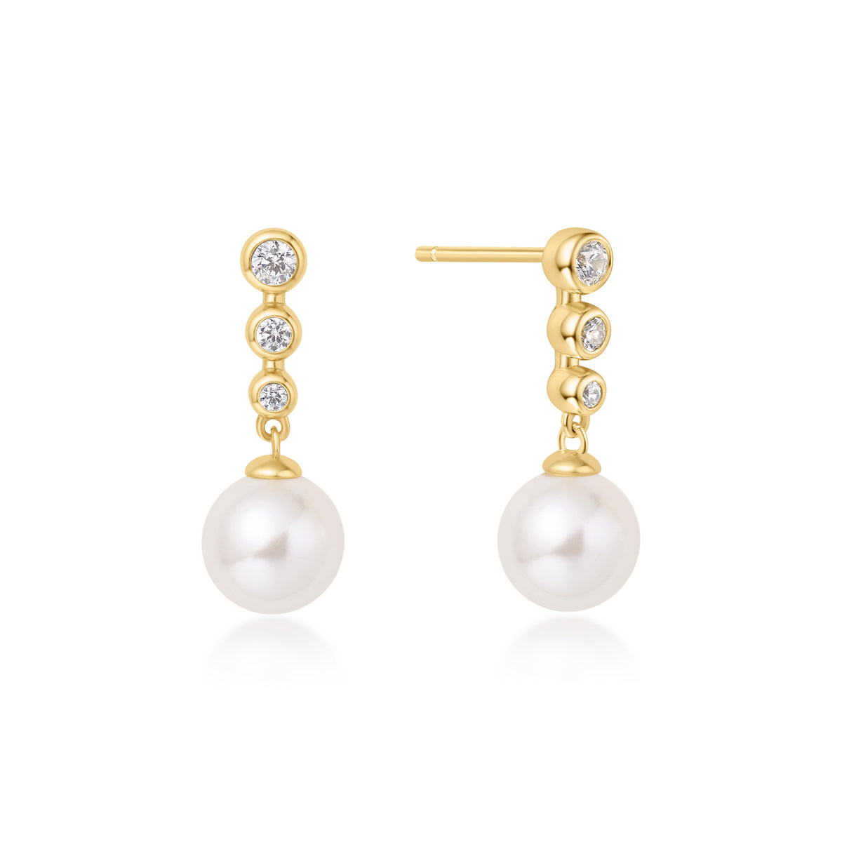 ania haie Gold Tennis Beaded Stone Shell Pearl Drop Stud Earrings