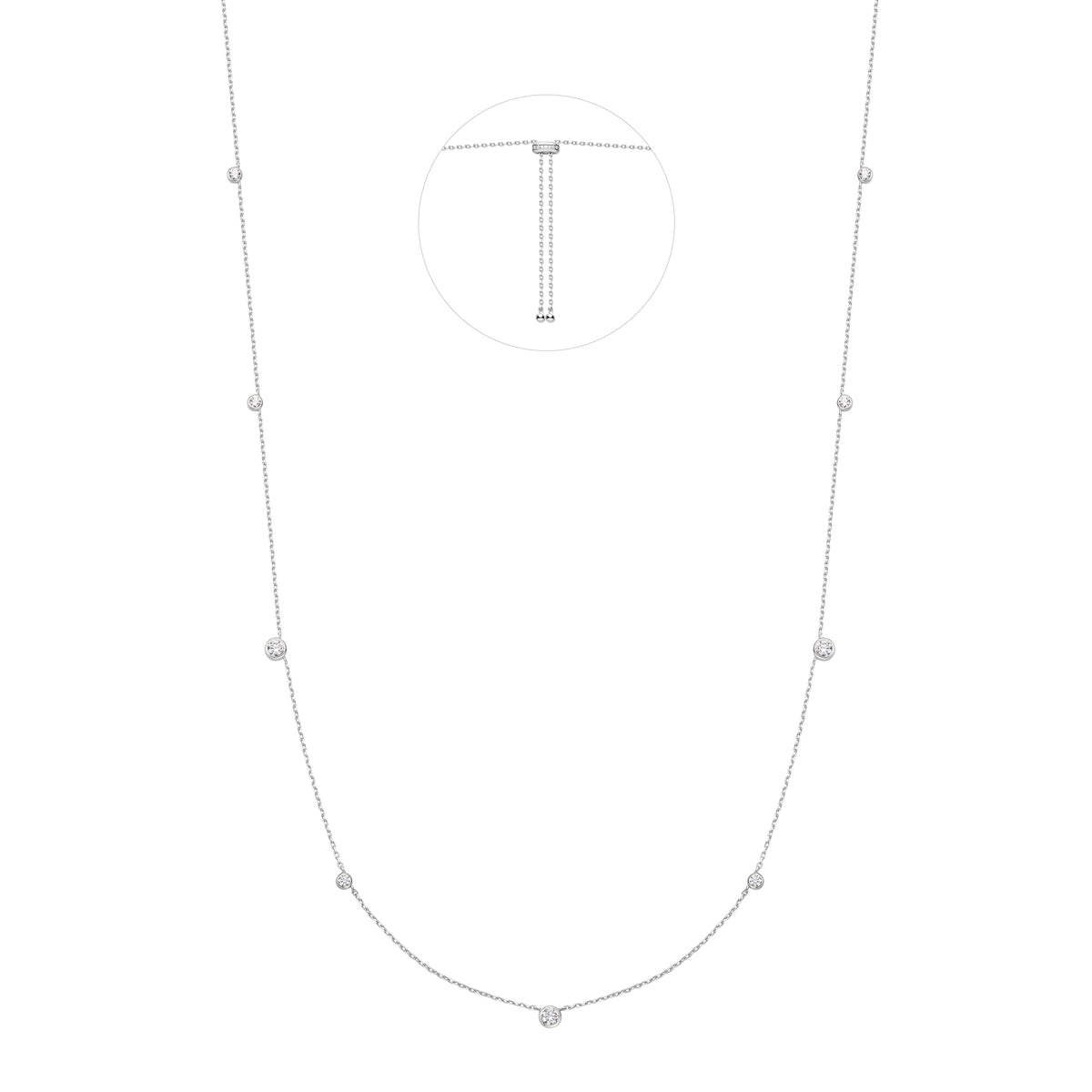 Ania Haie Silver Bezel Cubic Zirconia Station Necklace