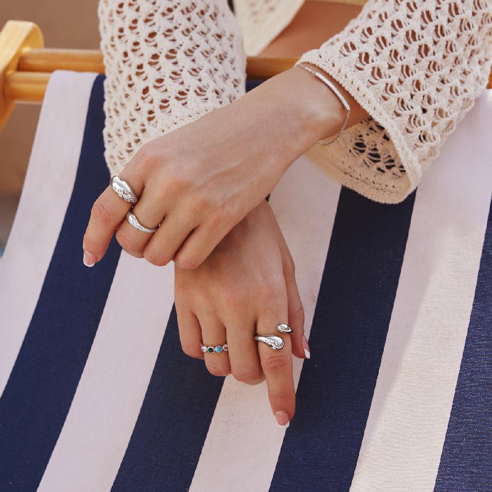 Ania Haie Silver Bezel Malachite And Lab Created Turquoise Ring