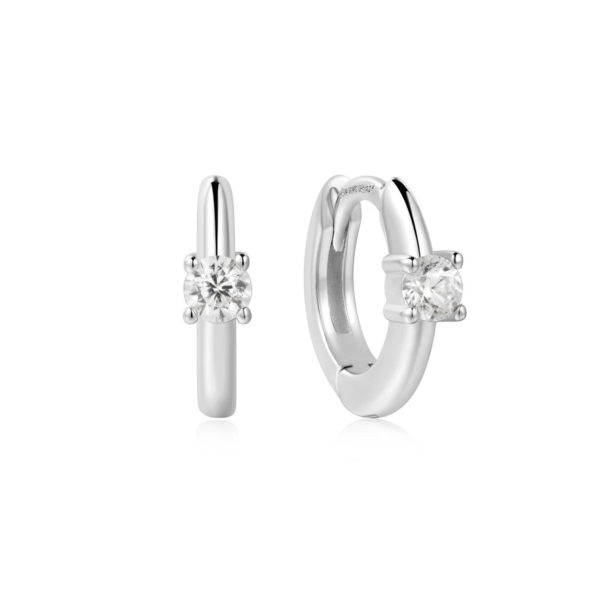 ania haie Silver Solitaire Cubic Zirconia Mini Huggies