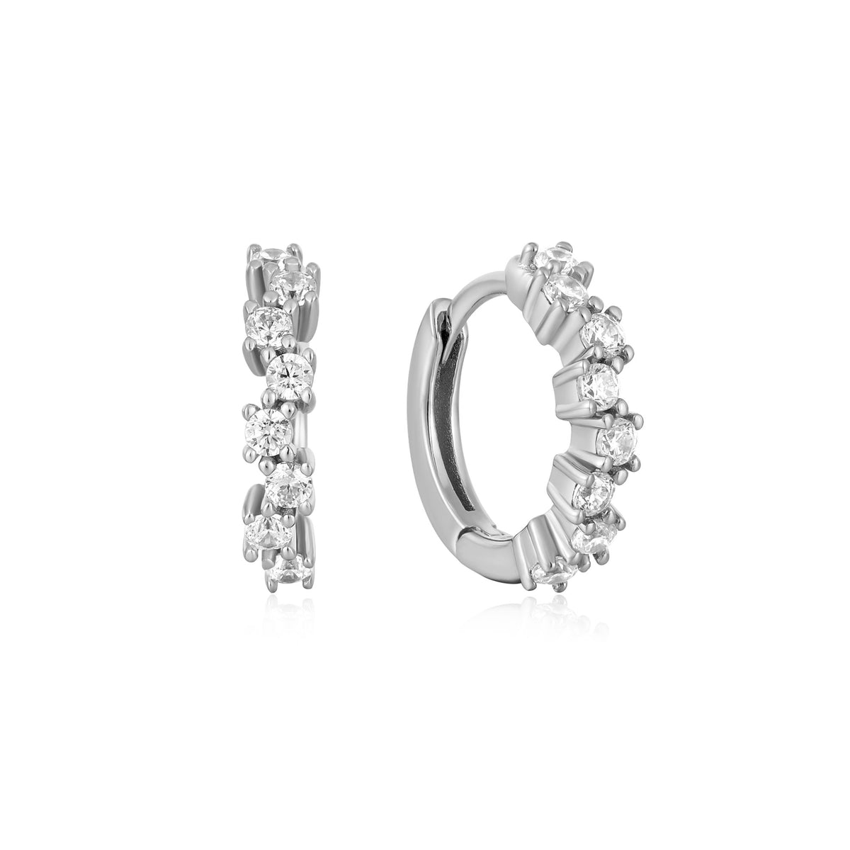ania haie Silver Sparkle Cluster Huggie Hoop Earrings