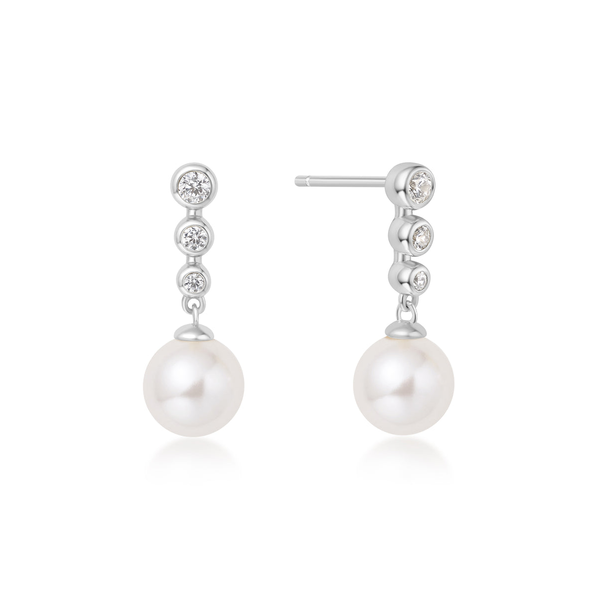 ania haie Silver Tennis Beaded Stone Shell Pearl Drop Stud Earrings