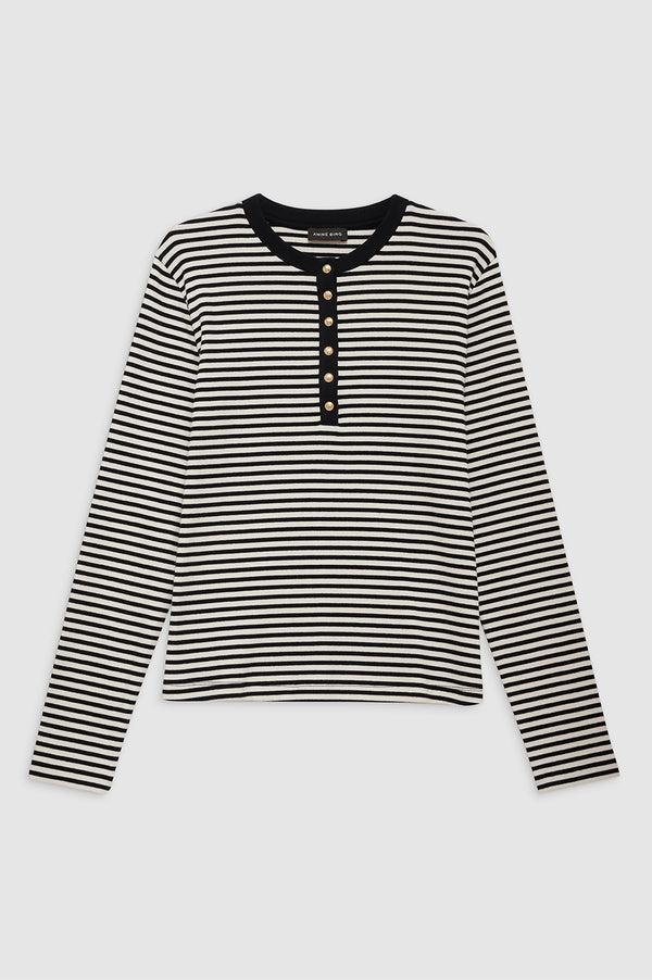 Anissa Kermiche Alessia Long Sleeve Tee - Cream And Black Stripe