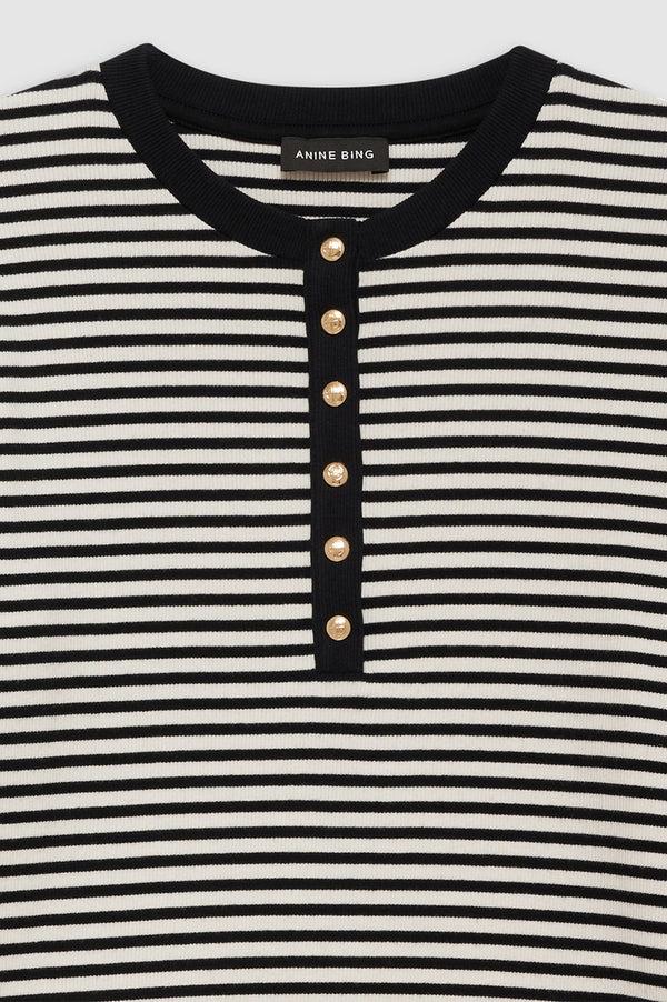Anissa Kermiche Alessia Long Sleeve Tee - Cream And Black Stripe
