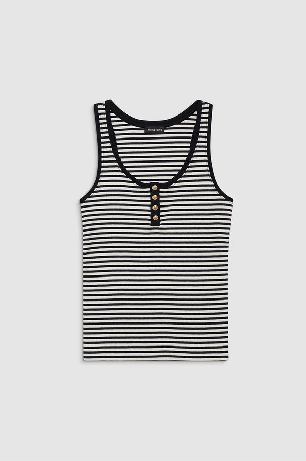 Anissa Kermiche Alessia Tank - Cream And Black Stripe
