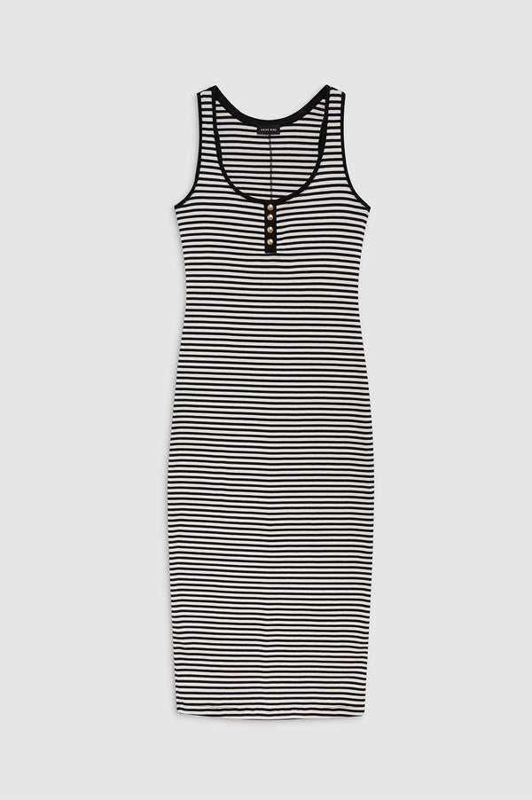Anissa Kermiche Alessia Tank Midi Dress - Cream And Black Stripe