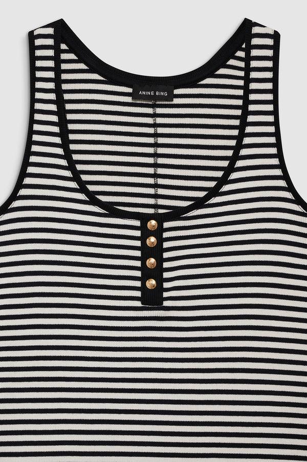 Anissa Kermiche Alessia Tank Midi Dress - Cream And Black Stripe