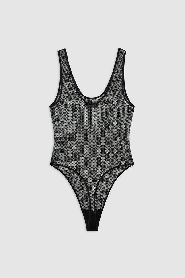 Anissa Kermiche Alysha Bodysuit - Black Geometric Lace