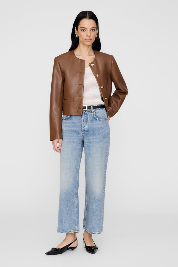 Anissa Kermiche Amber Jacket - Cognac Recycled Leather