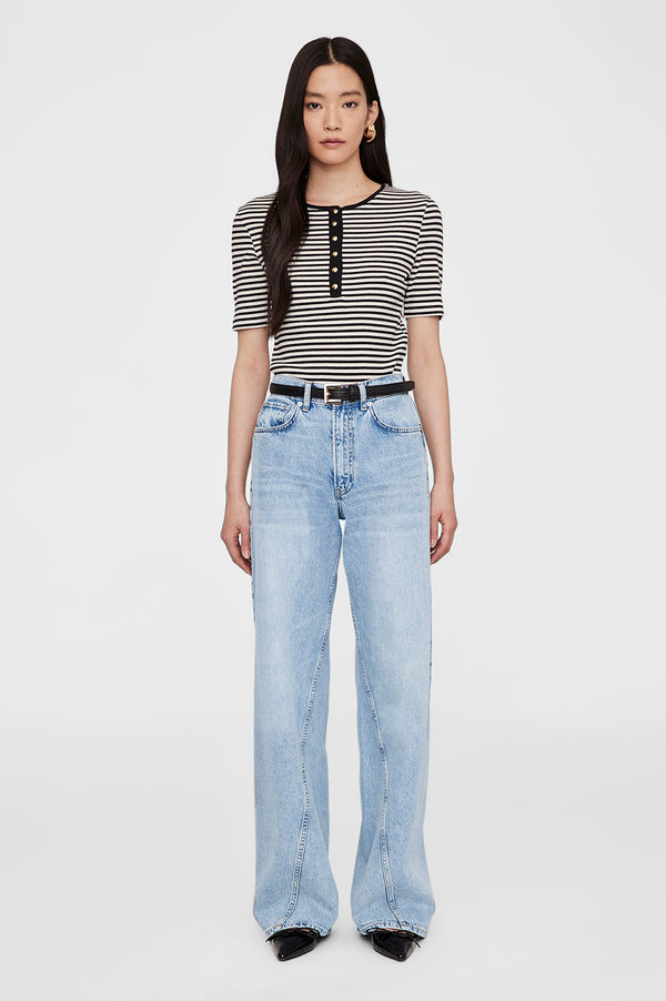 anissa kermiche Alessia Tee - Cream And Black Stripe