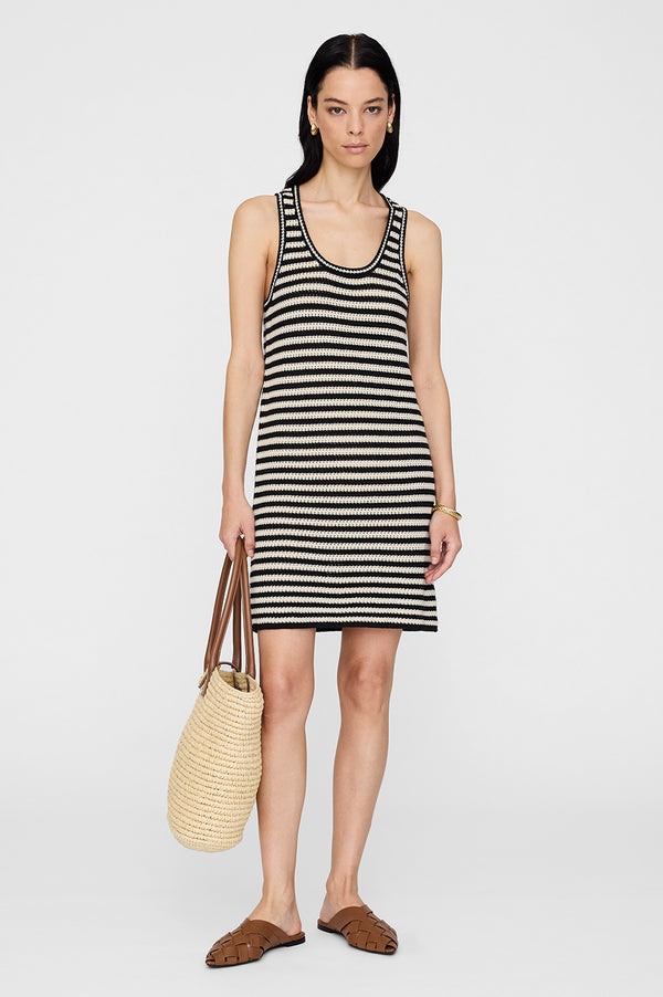anissa kermiche Arie Dress - Black And Ivory Stripe