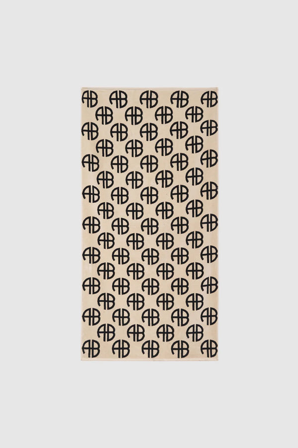 Anissa Kermiche Bahia Towel - Beige Monogram Print