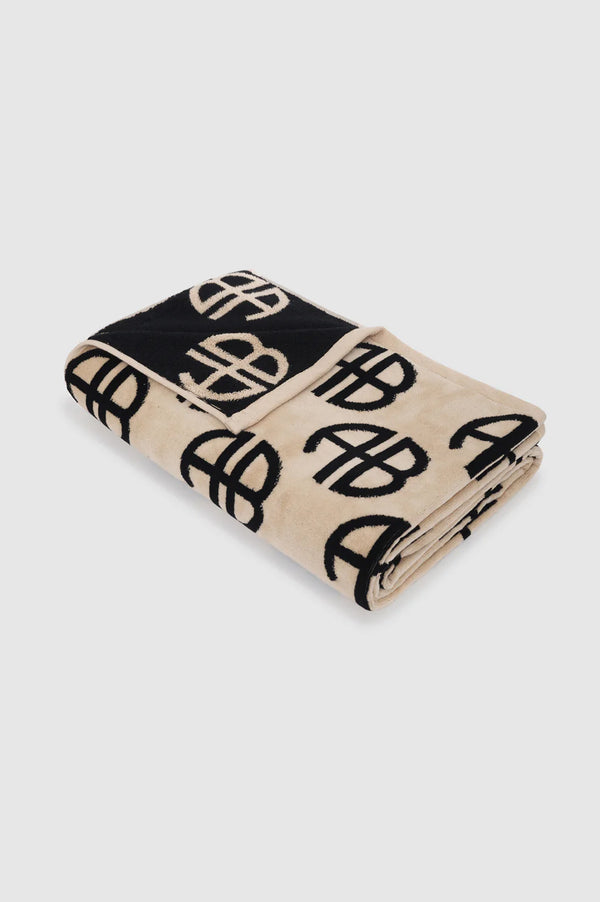 Anissa Kermiche Bahia Towel - Beige Monogram Print