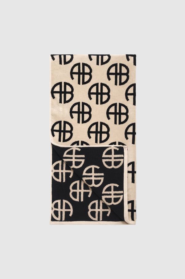 anissa kermiche Bahia Towel - Beige Monogram Print