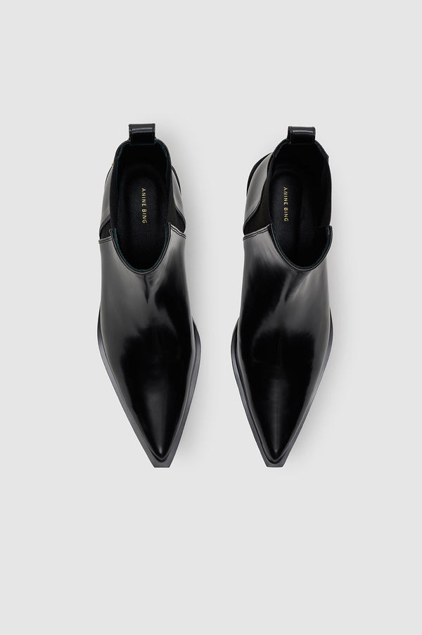 Anissa Kermiche Bekah Flat Boots - High-Shine Black