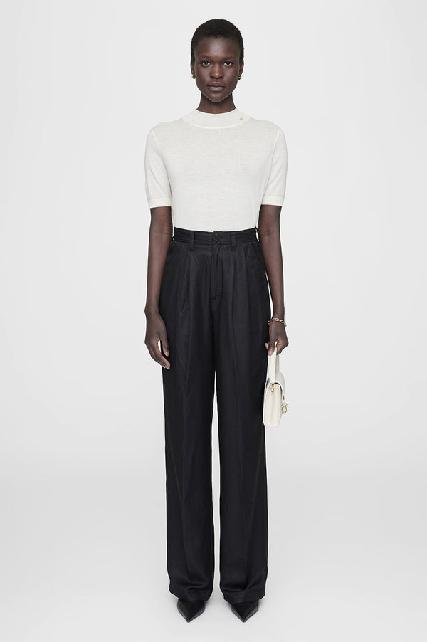 anissa kermiche Carrie Pant - Black Linen Blend
