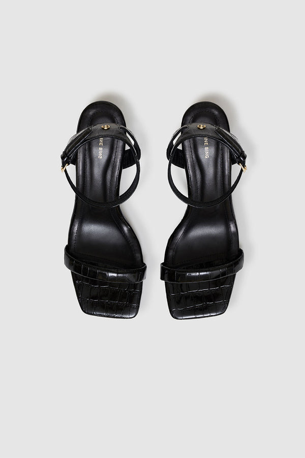 Anissa Kermiche Cora Sandals - Black Embossed