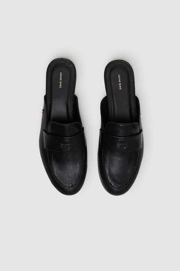 Anissa Kermiche Corrine Mules - Mini Embossed Black