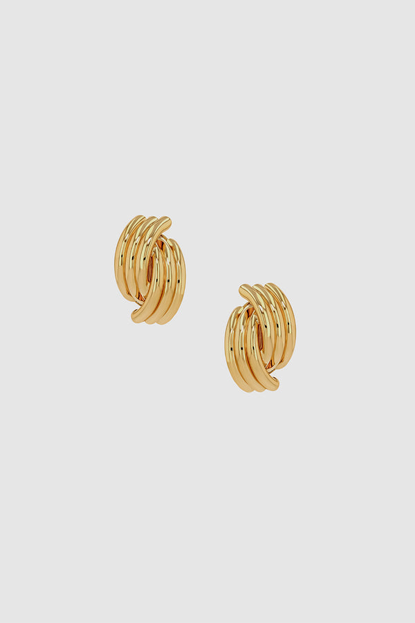 anissa kermiche Crossover Ribbed Earrings - Gold