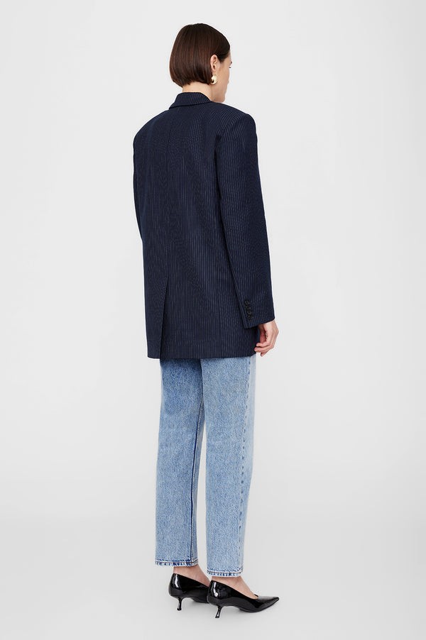 Anissa Kermiche Declan Blazer - Navy Pinstripe