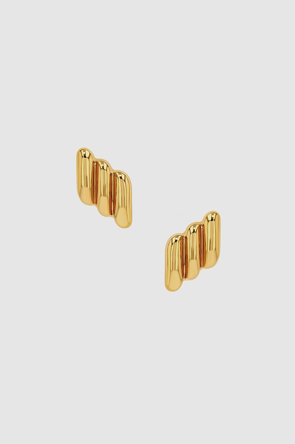 anissa kermiche Diagonal Ribbed Earrings - Gold