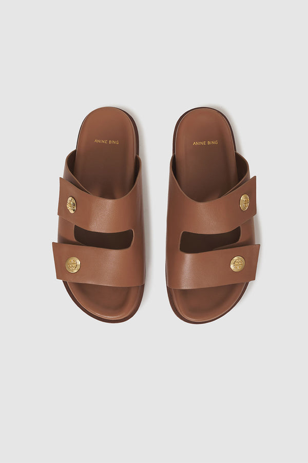 Anissa Kermiche Ella Slides - Cognac