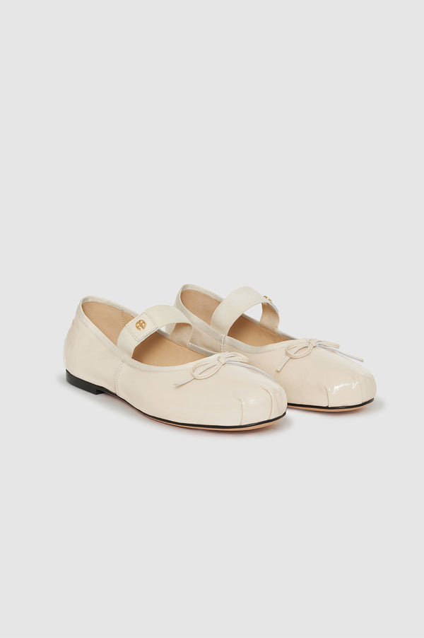 Anissa Kermiche Jolie Flats - Bone Crinkled Patent