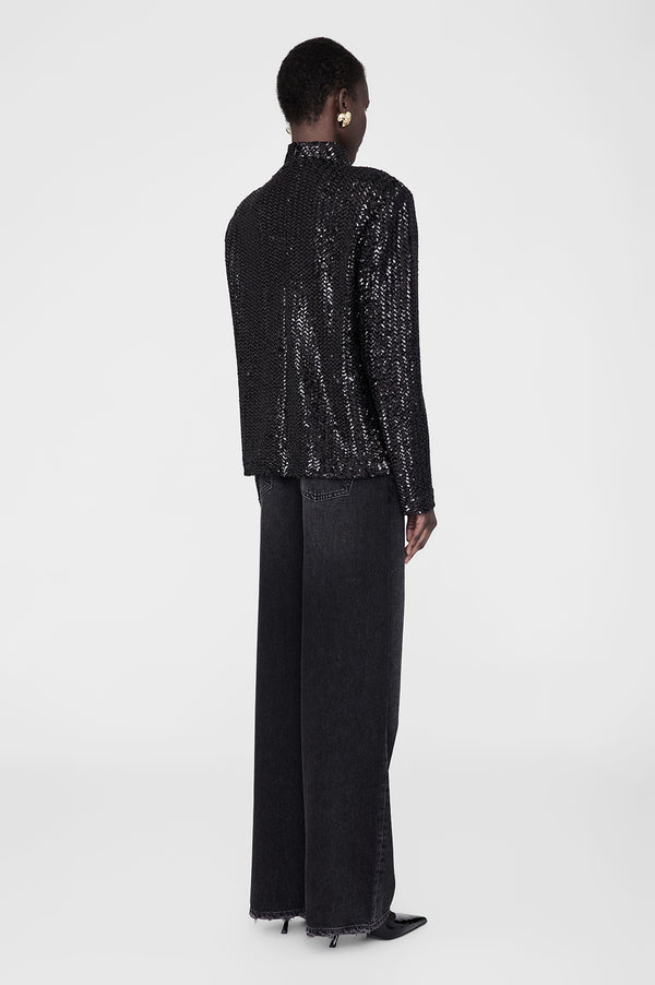 Anissa Kermiche Josephine Top - Black Sequin