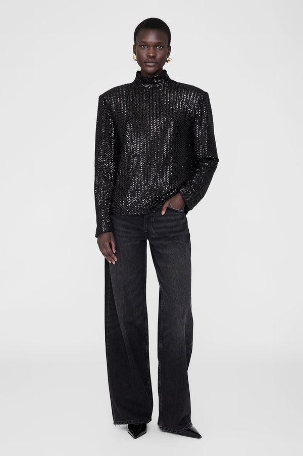 anissa kermiche Josephine Top - Black Sequin